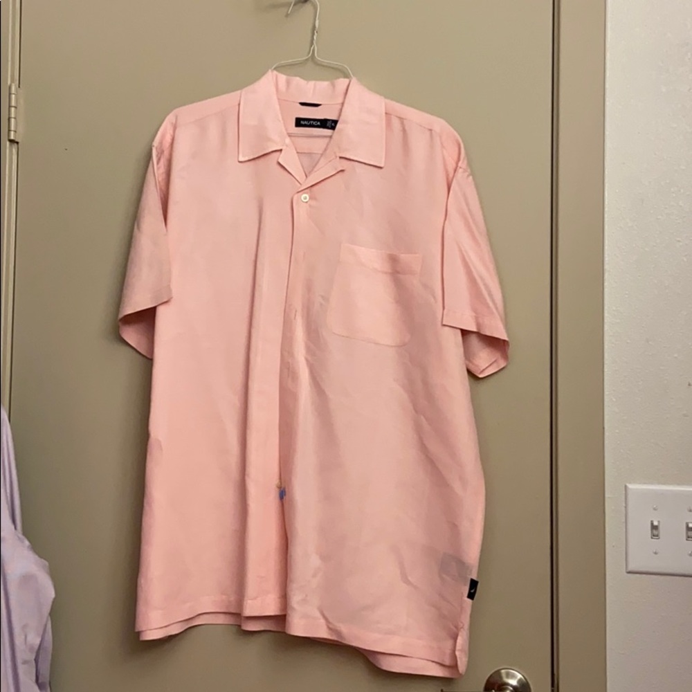 Pink button down shirt